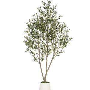 Olive Tree Artificial Indoor White Tall Planter