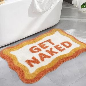 HAOCOO Get Naked Bath Mat Cute Bathroom Rugs, Soft Non Slip Irregular Shaped Bath Rug, Microfiber Absorbent Washable Small Rug Floor Mats for Bathroom Indoor Door Mat Sink Tub Shower