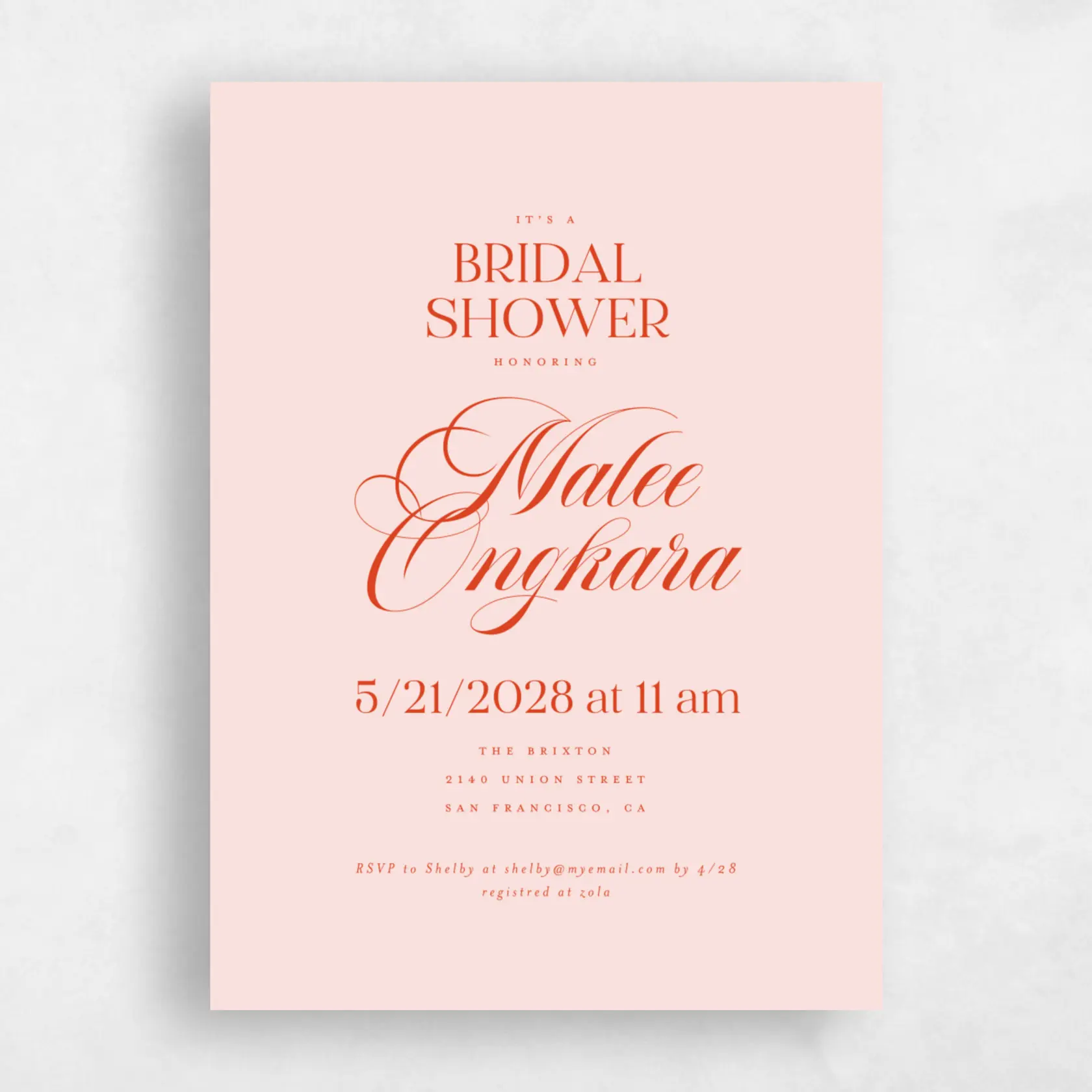Wedding Shower Invitation - Ravello Portrait preview
