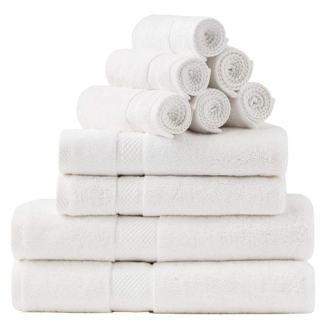 Bedsure White Bath Towels Set for Bathroom - 2 Bath Towels, 2 Hand Towels, 6 Wash Cloths, Cotton Hotel Quality Absorbent 10 Pack Bath Linen Towel Sets