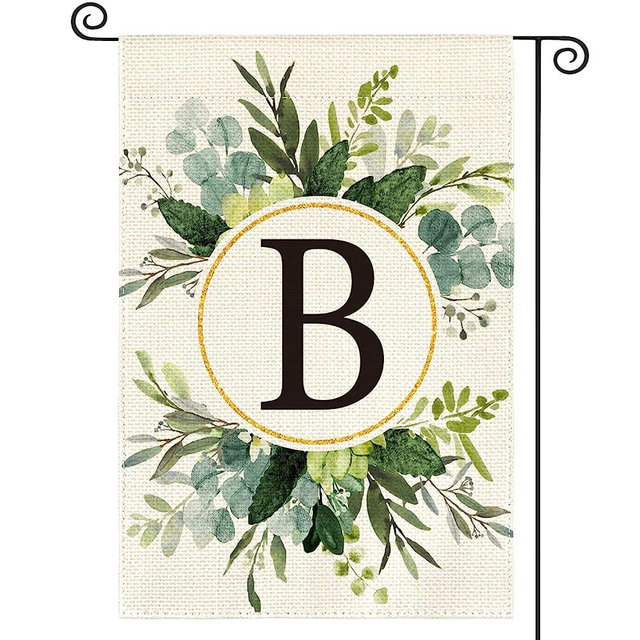 AVOIN colorlife Monogram Letter B Floral Garden Flag 12x18 Inch Double Sided Outside, Family Last Name Initial Yard Outdoor Decoration
