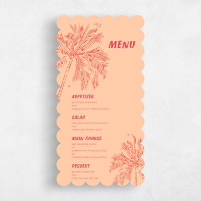 Orange Scalloped Wedding Menu - Ocaso