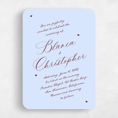 Pale Blue Wedding Invitation - Estate Portrait