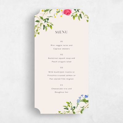 Beige Ticket Wedding Menu - Dicha