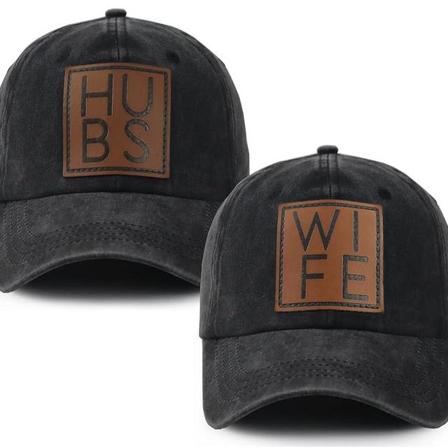 Fxbwhtey 2 PCS Hubby and Wifey Hats for Men Women, Funny Adjustable Embroidered Cotton Couple Baseball Cap