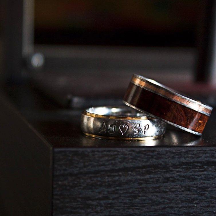 Sterling's rings: our commitment ring on the bottom and the engagement ring on top.