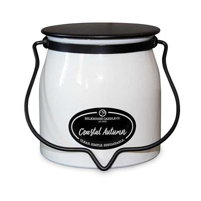 Milkhouse Candle Company - Coastal Autumn - Creamery Collection - 16oz Double Cotton Wick Soy Candles with Beeswax - Long Burn Time, Made in The USA - Non Toxic, Premium Scented Candles