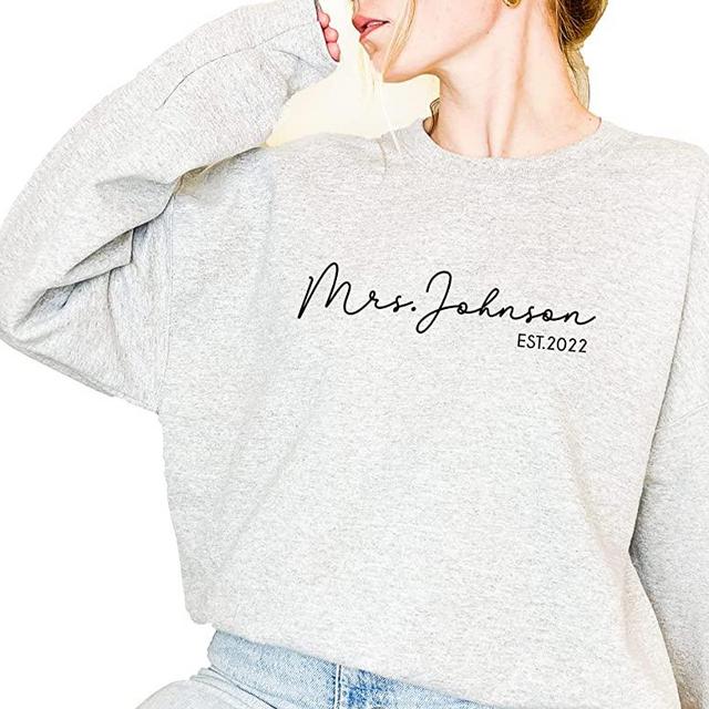 Mrs Sweatshirt - Custom Mrs Sweatshirt - New Mrs - Honeymoon Pajamas - Wedding Gift - Future Mrs. Gift