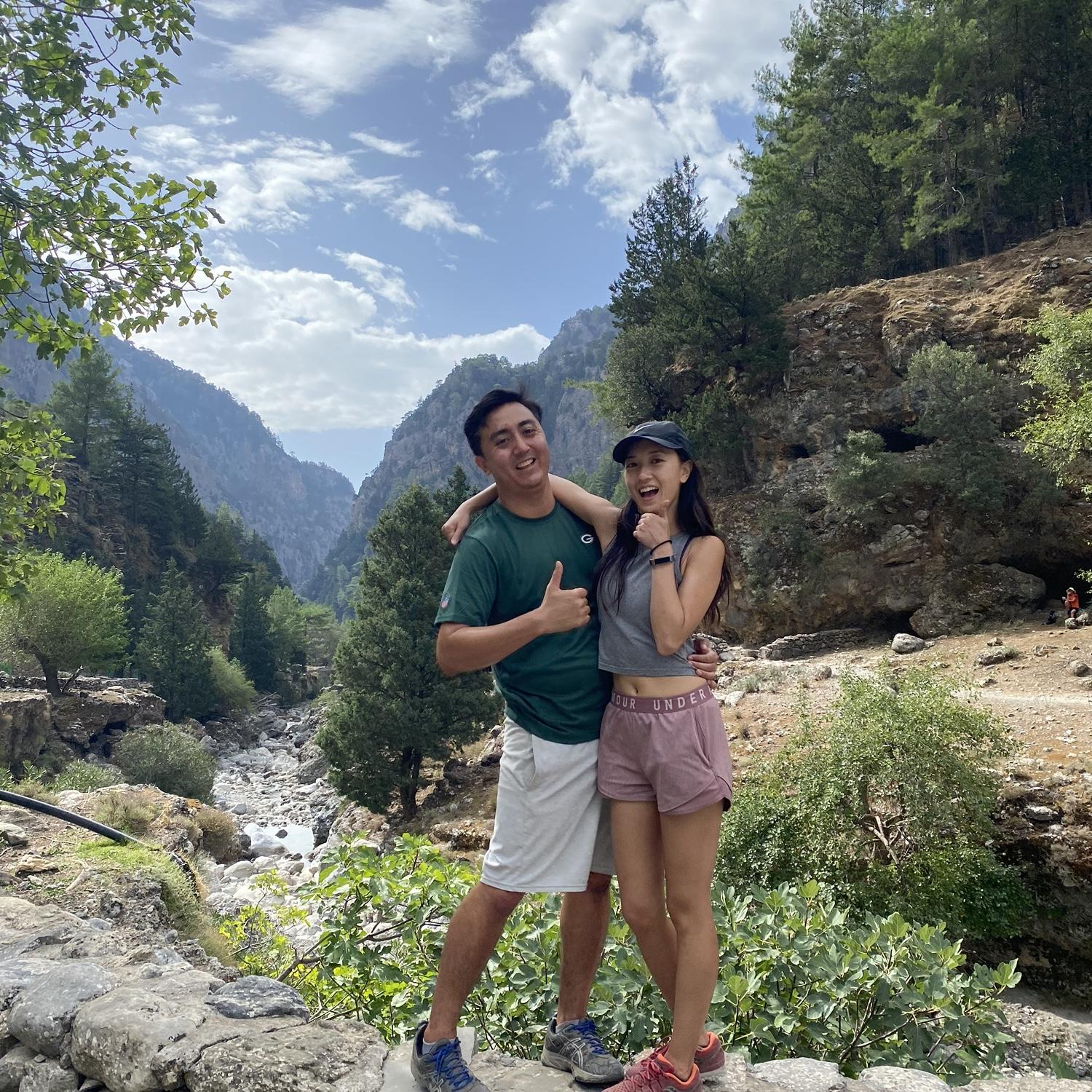 Even abroad, you know we always carve out time to explore nature. This is us hiking the Samaria Gorge, the longest gorge in Europe... it was... gorge-ous!