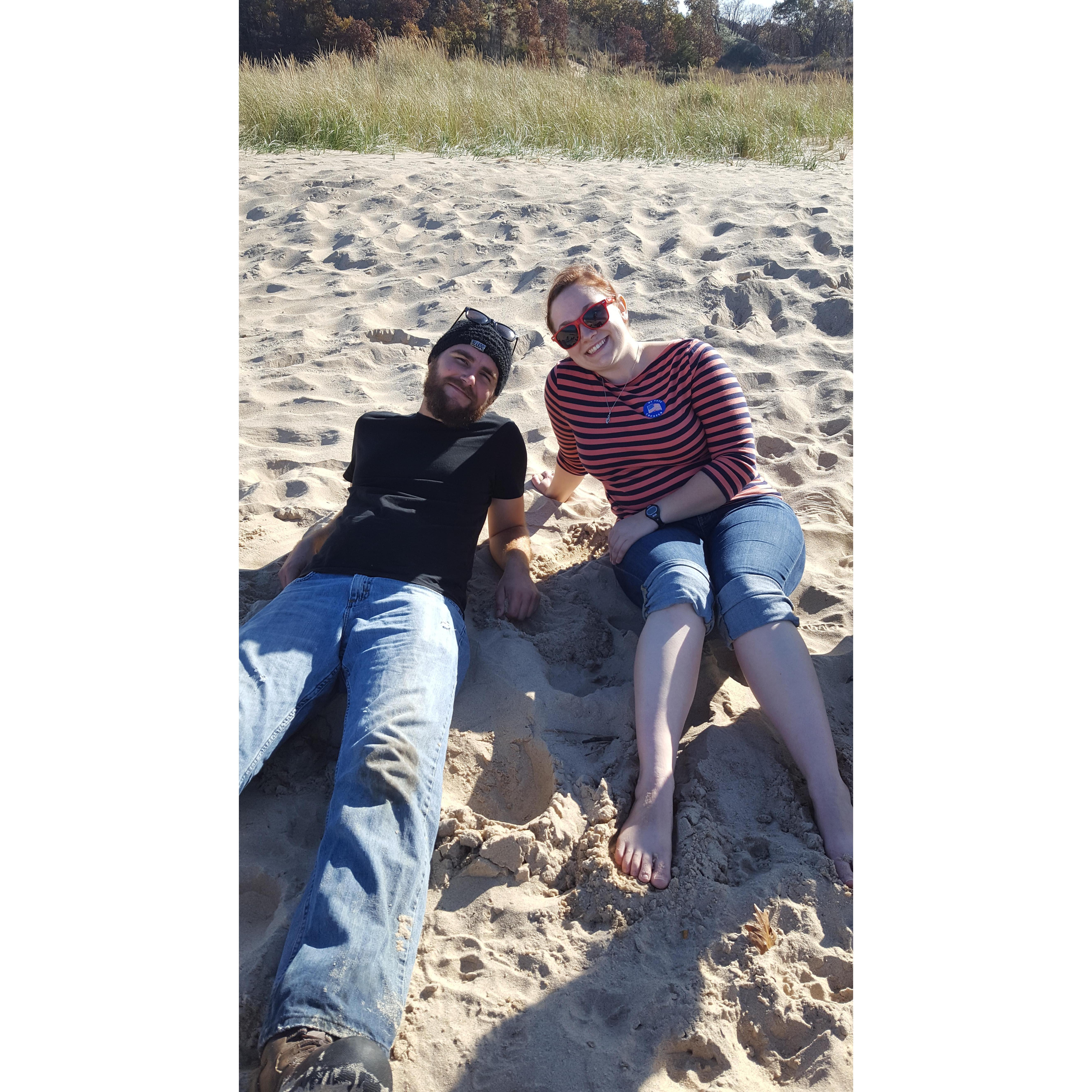 Beach day in a warm November day