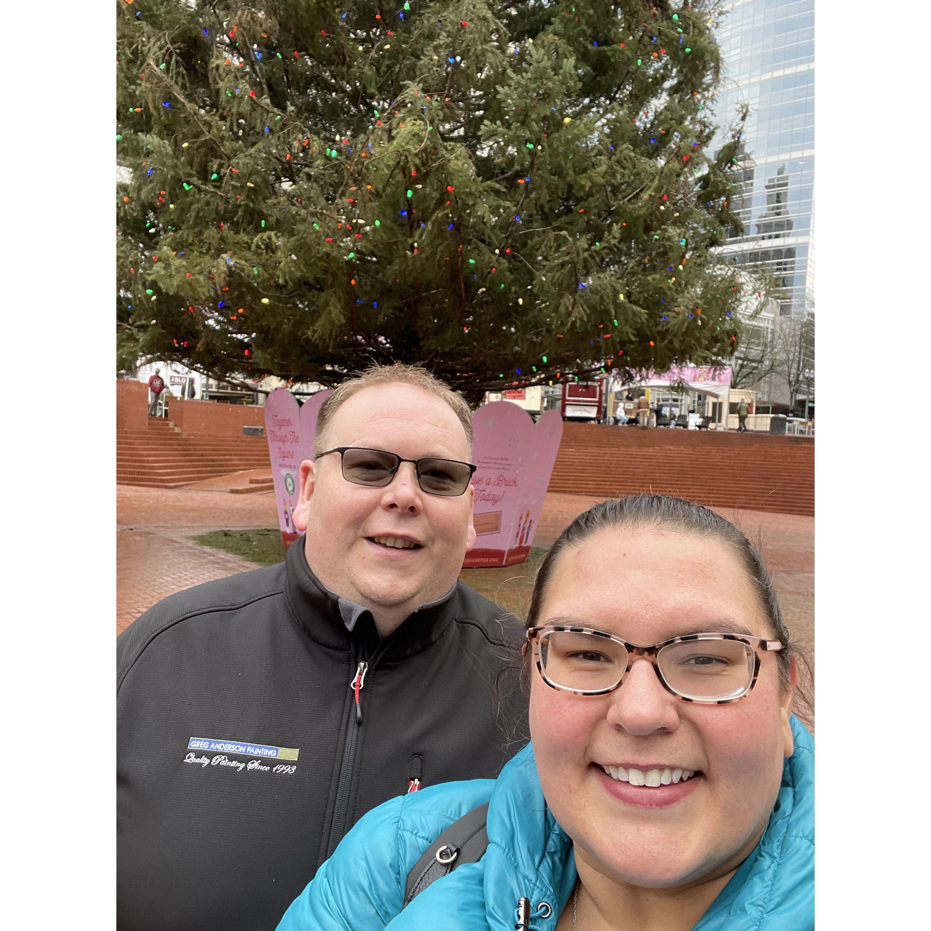 We took the max downtown and on our way back we stopped at the Christmas Tree!