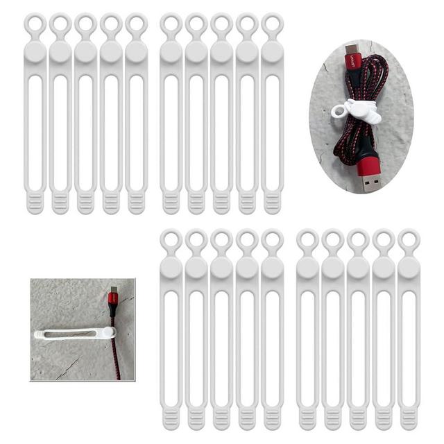 [20Park]UMUST Silicone Cable Ties, Reusable Cable Management Organizer,Cable Straps,Cord Ties,Multipurpose Elastic Cord Organizer for Bundling and Fastening Cable Cords Wires(white)