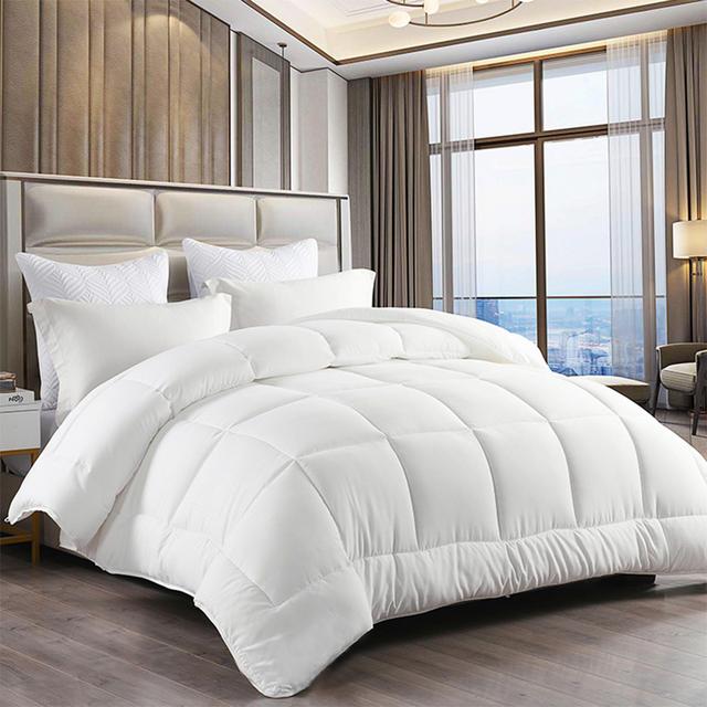 EMONIA All Season Down Alternative Comforter,Hotel Luxury Quilted Duvet Insert Cooling Washable Hypoallergenic Reversible Quilt - White - King