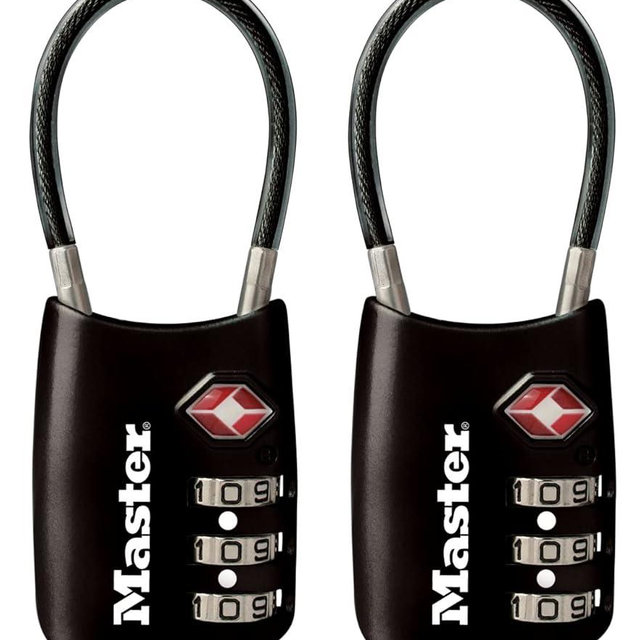 Master Lock Padlock, Set Your Own Combination TSA Locks for Luggage, Travel Zipper Lock with Cable Shackle is 1-3/16 in. Wide, Colors May Vary, 4688T, 2 Count (Pack of 1)