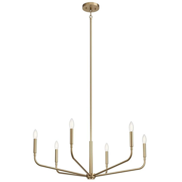 Kichler Madden 6-Light Chandelier, Soft Modern Light in Champagne Bronze, Sloped Ceiling Compatible, for Entryway, Breakfast Nook or Laundry Room (17.5" x 32"), 52718CPZ
