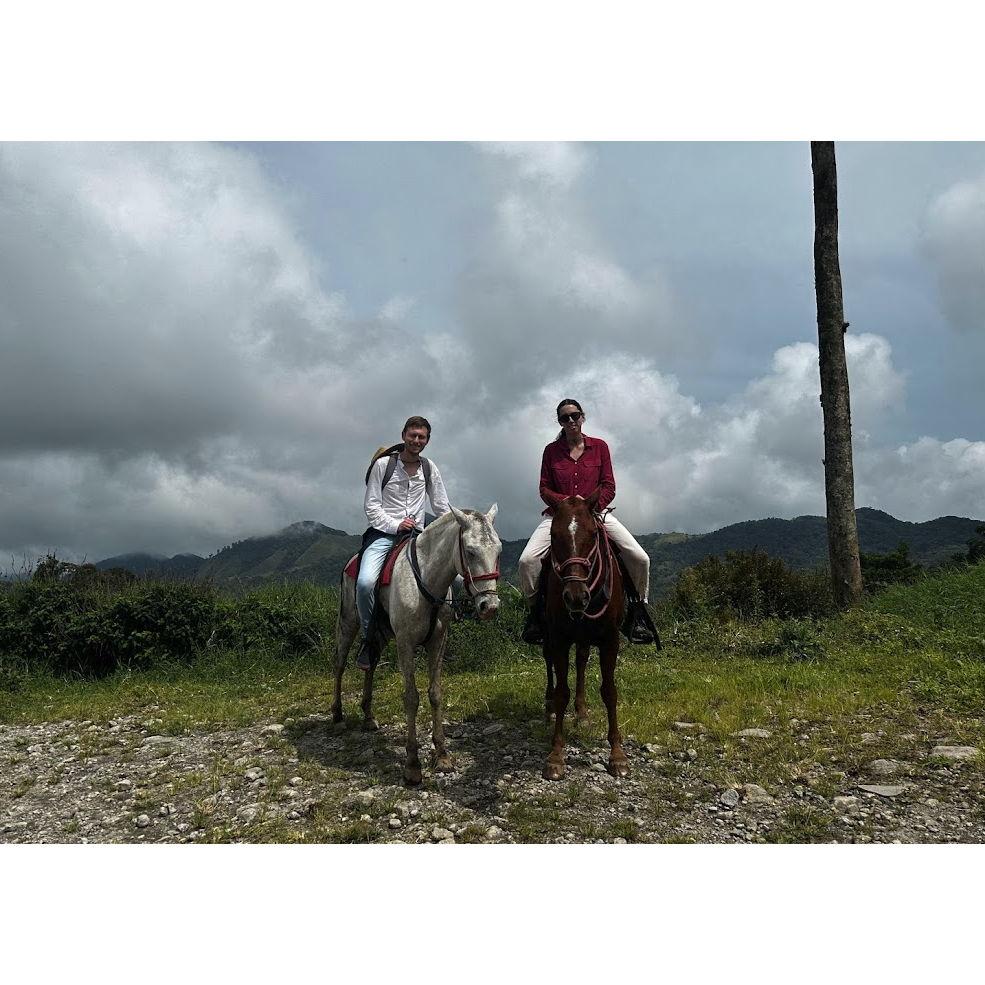 Caroline always finds her way to horses, the time pictured being in Monteverde, Costa Rica. Bryce is a great sport!