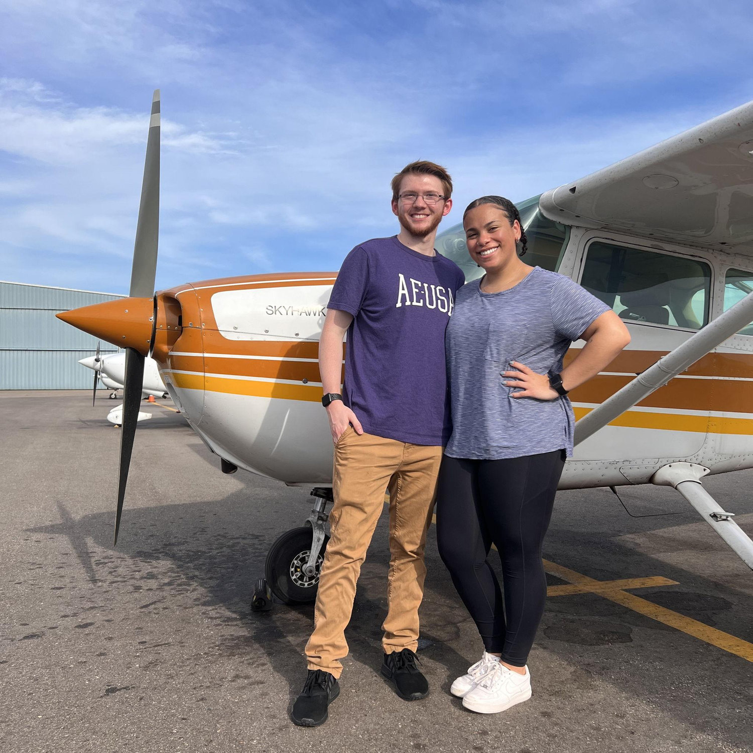 In June 2022, Davis flew a plane for the first time!