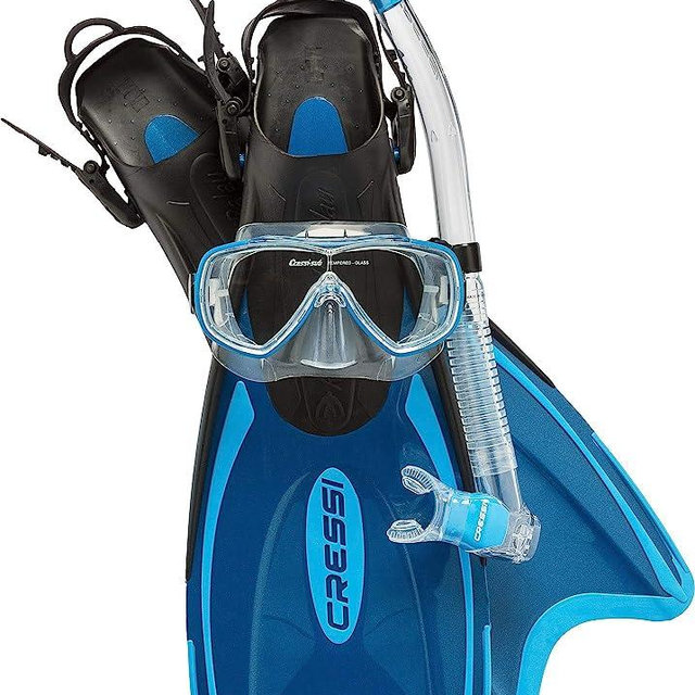 Cressi Palau Set, Blue, M/L, M/L | US Man 8.5/11 | US Lady 9.5/12