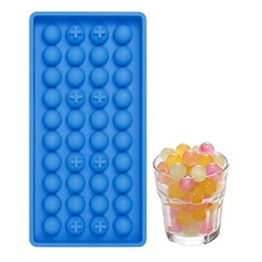 40 Mini Ice Cube Trays Easy Pop Out ice Cube Maker Soft Silicone Non Stick Perfect for Party BBQ Garden BPA Free FDA Approved (Round ice)