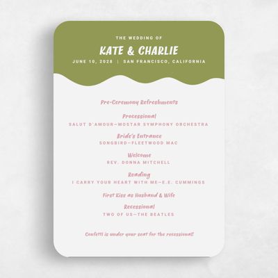 Green Rounded Wedding Program - Key West