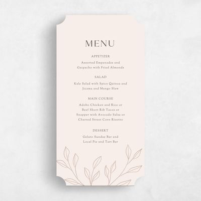 Beige Ticket Wedding Menu - Cassis