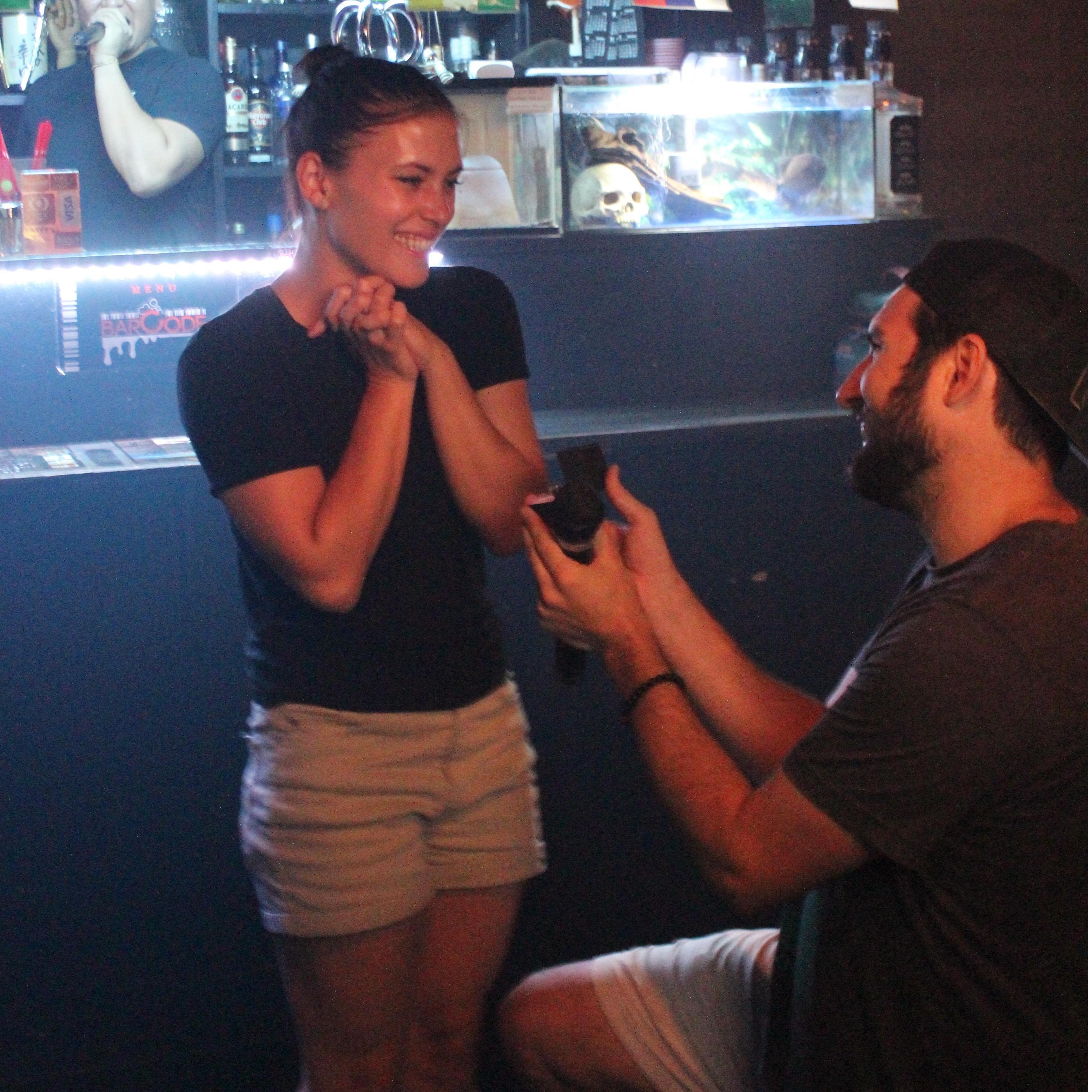 Wedding proposal at Barcode karaoke bar in Kyoto, Japan - 2018