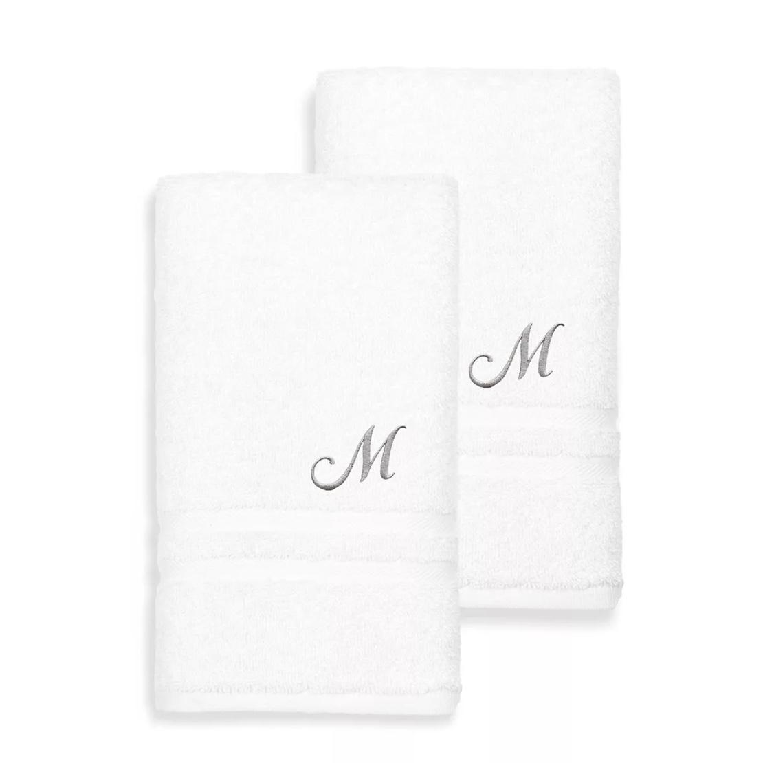 Linum Home Textiles Turkish Cotton Denzi 2-piece Personalized Hand Towel Set