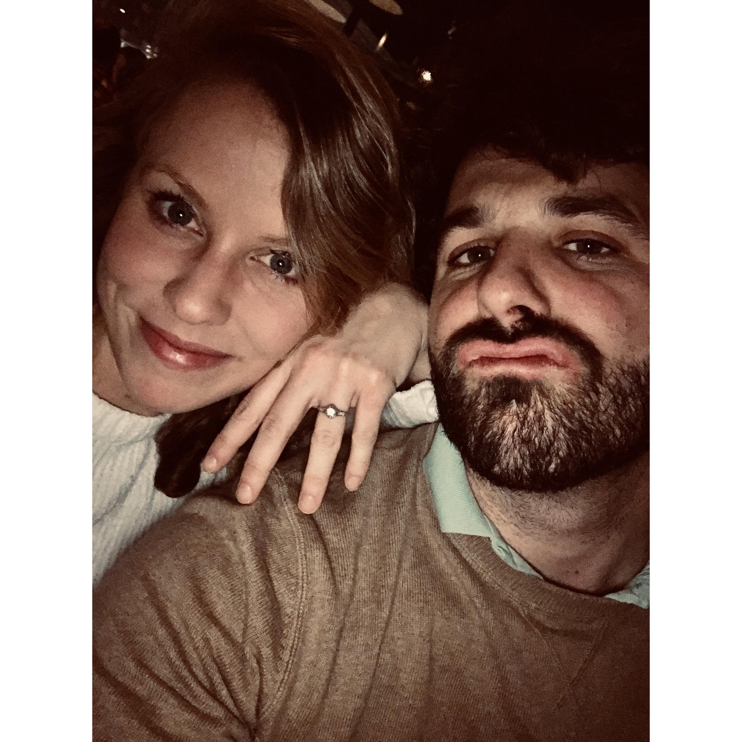 Right after getting engaged with our family at dinner!
