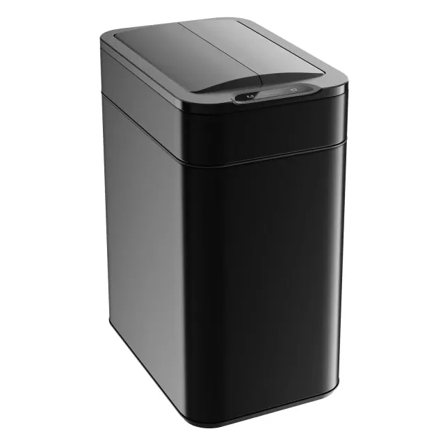 hOmeLabs 13 Gallon Kitchen Trash Can – Retractable Automatic Sensor Butterfly Lid, Easy to Clean, Battery-Operated – Black Matte