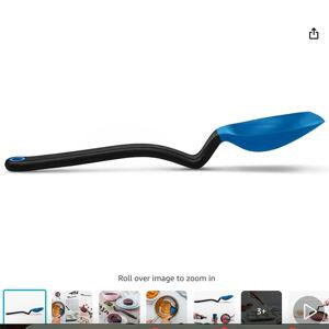 Dreamfarm Supoon Non-Stick Sit-Up Silicone Scraping, Serving, Cooking Spoon Measures 5ml Tsp & 15ml Tbsp - 11" Classic Blue
