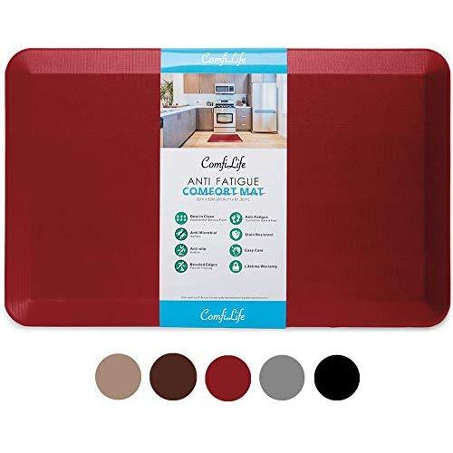 ComfiLife Anti Fatigue Floor Mat – 3/4 Inch Thick Perfect Kitchen Mat, Standing Desk Mat – Comfort at Home, Office, Garage – Durable – Stain Resistant – Non-Slip Bottom – Red, 20x32 Inch