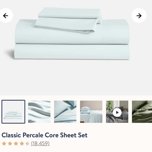 Classic Percale Core Sheet Set- King Size, Color Sky