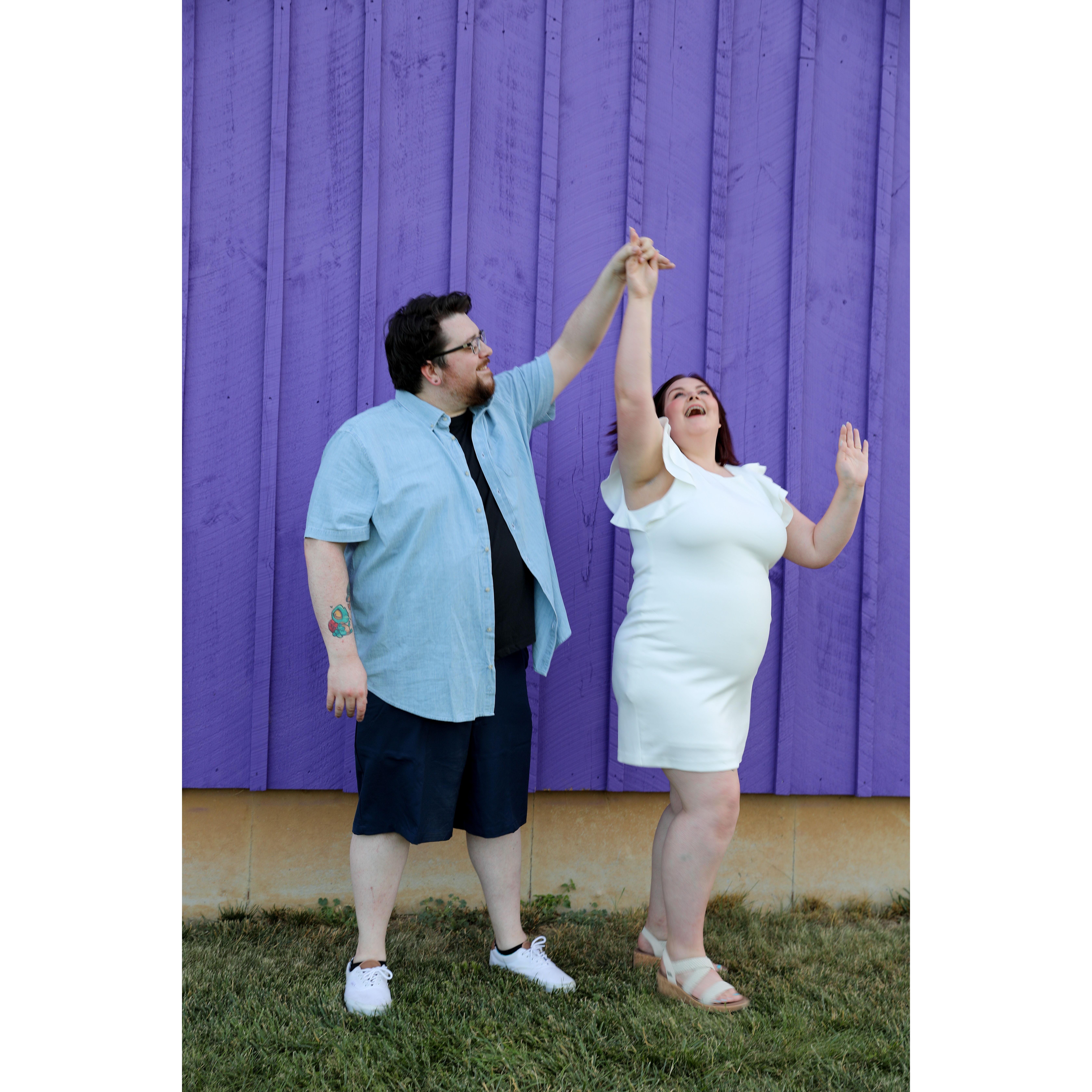 Engagement photoshoot at Sunset Ridge Lavender Farms. Photographer was Bloom Photography, LLC