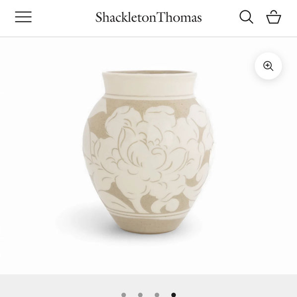 Medium Cream Carved Vase