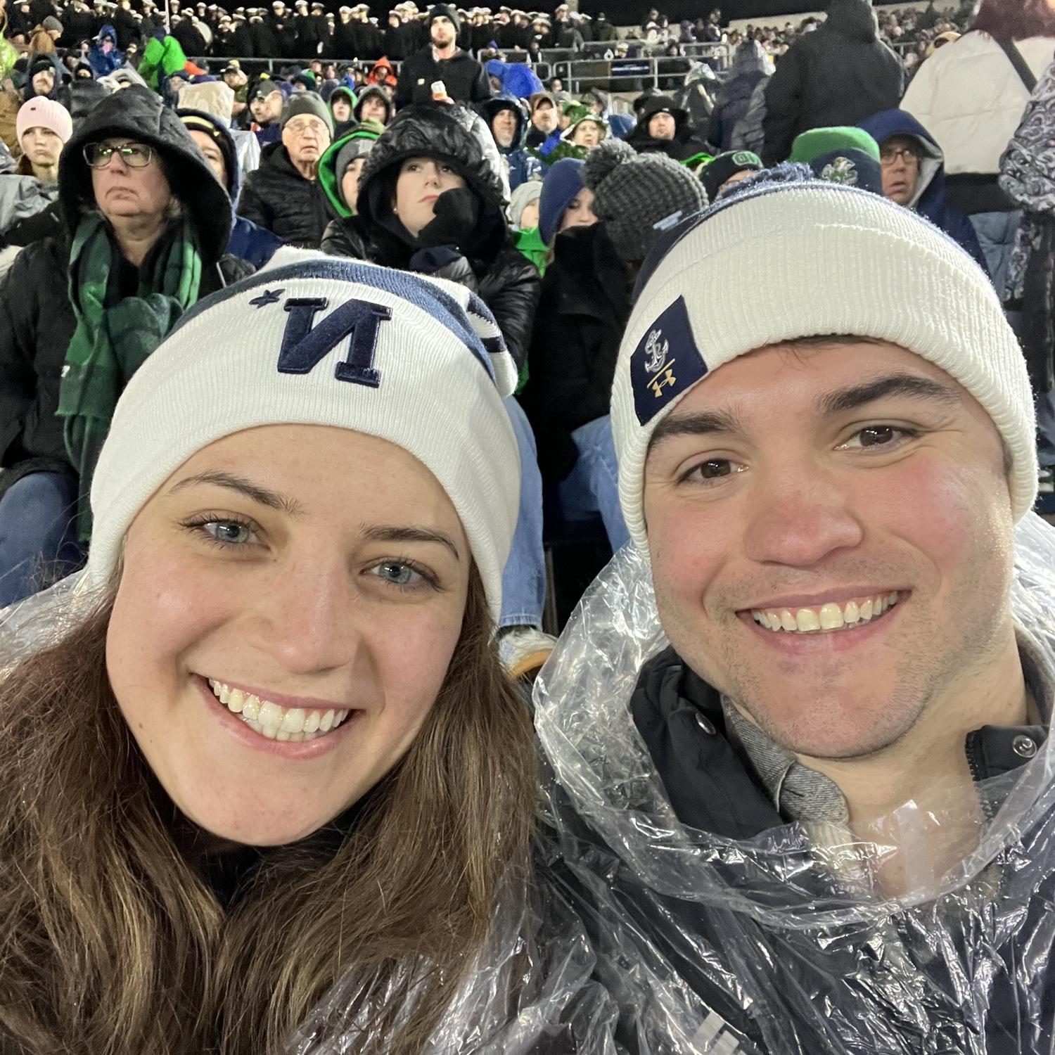 Go Navy! Cheering on the midshipmen at Notre Dame University.