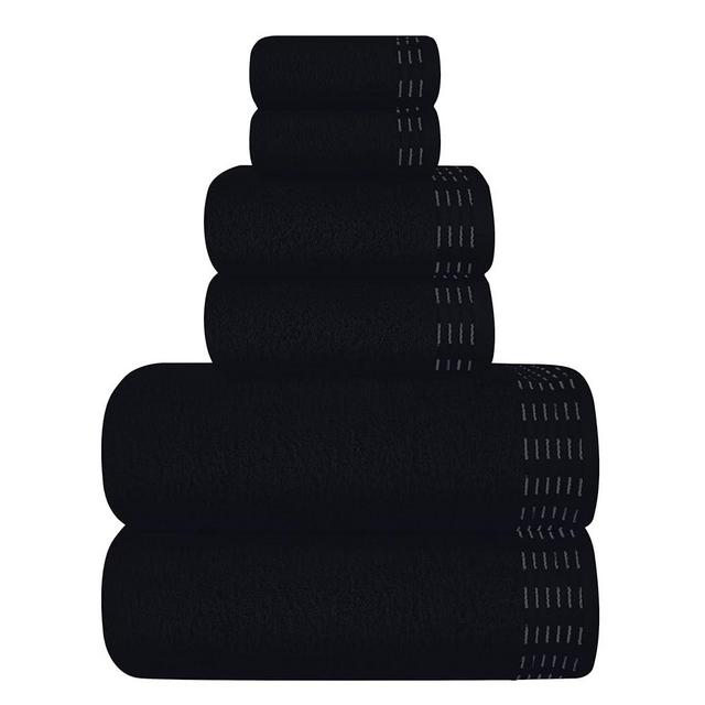 MALLONI HOME Ultra Soft 6 Pack Cotton Towel Set, Contains 2 Bath Towels 28x55 inch, 2 Hand Towels 16x24 inch & 2 Wash Coths 12x12 inch, Ideal Everyday use, Compact & Lightweight - Black