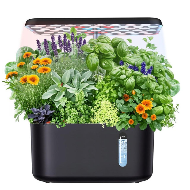 Sonicgrace 5-Pod Indoor Hydroponic Garden growing system with LED Grow Light - Black