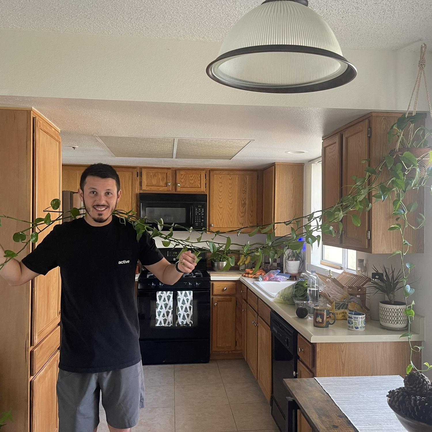 Right before we trimmed our Pathos plant that we grew from little to this big! Her name is Petunia by the way! And she's currently long again despite us trimming her! We are plant lovers