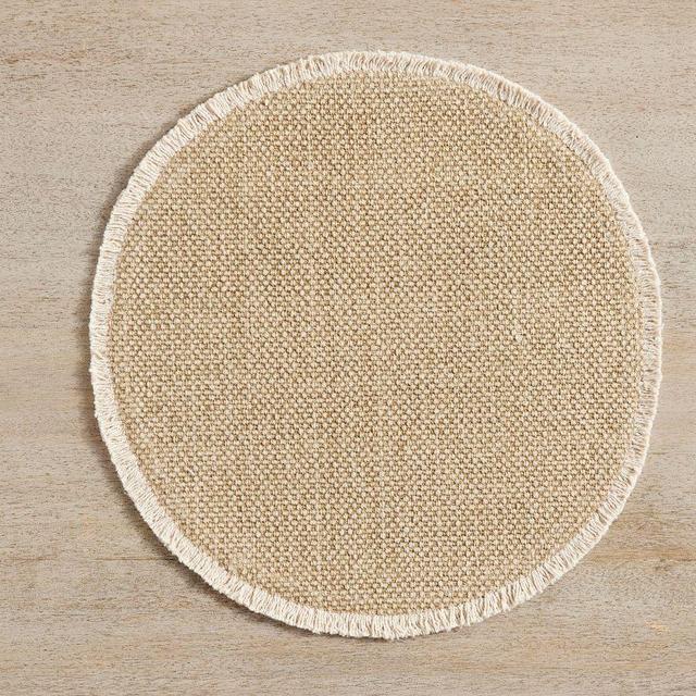 Mason Fringe Round Placemats, Set of 4 - Flax