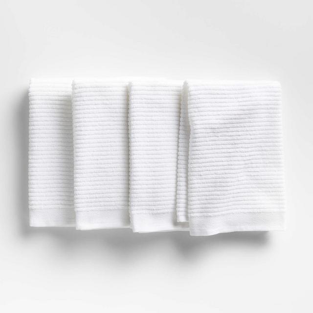 Ribbed Bar Mop White Organic Cotton Dish Towels, Set of 4