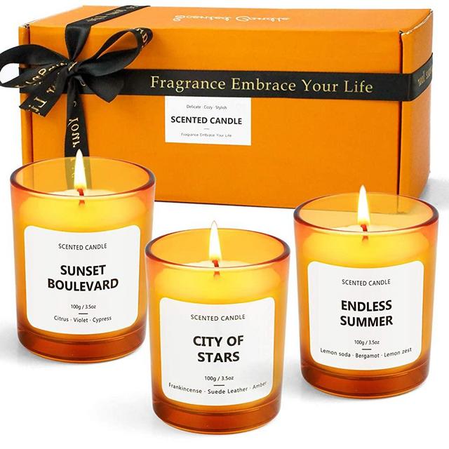 LA BELLEFÉE Scented Candles, Soy Candles for Home Scented, Stress Relief, Brithday. Aromatherapy Candle of Endless Summer, Sunset Boulevard, City of Stars