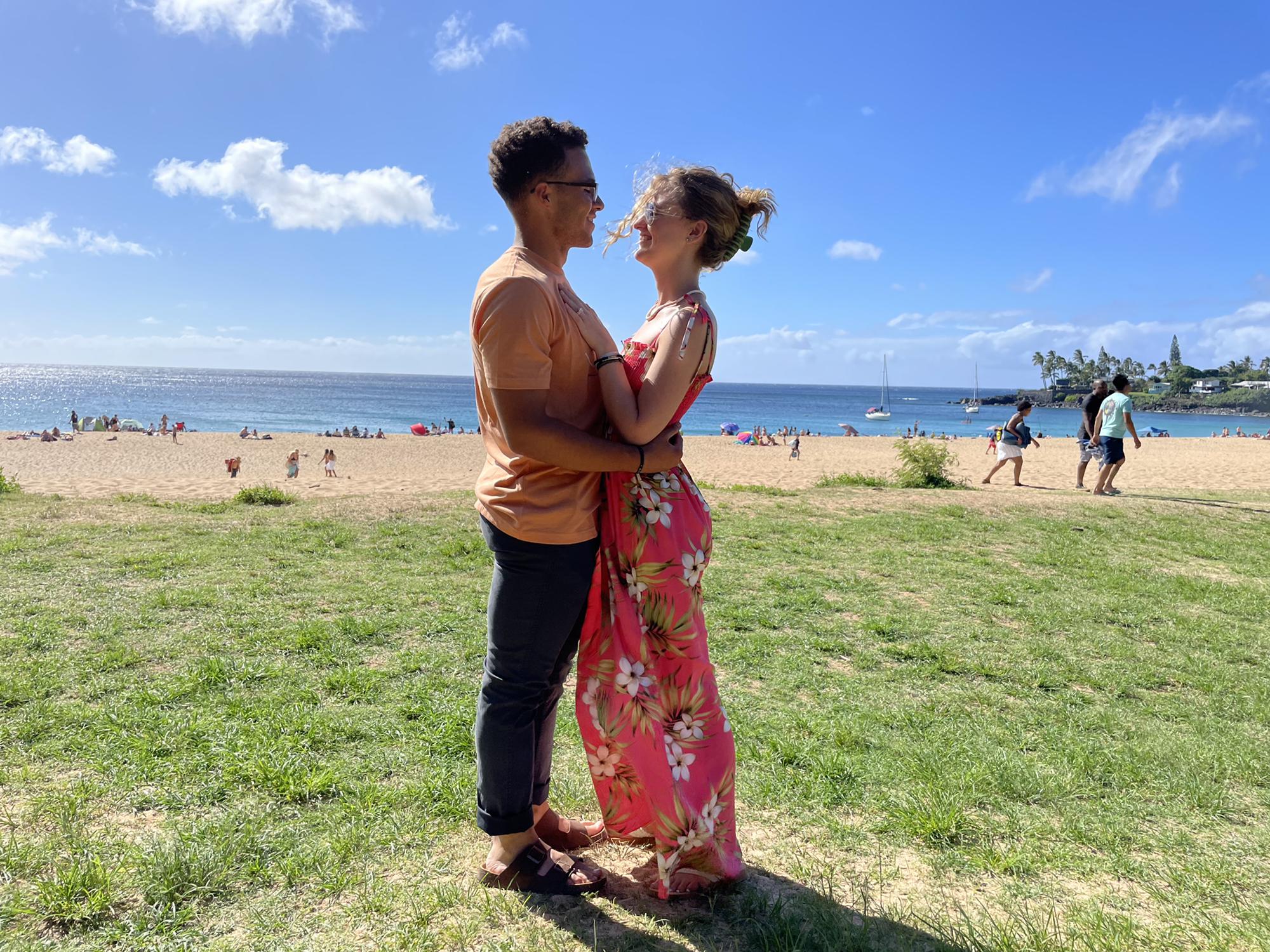 Our favorite picture of us at our favorite beach on North Shore!