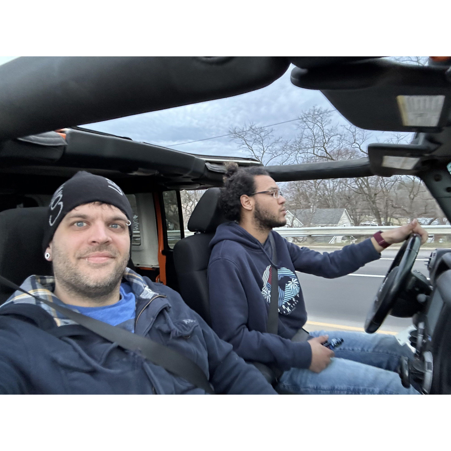 Couldn't wait to take the roof of when Jake got his Jeep