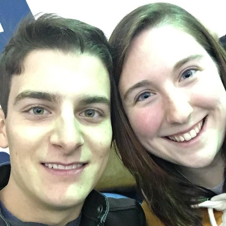 Throwback with one of Ashley's bridesmen! They met up for a hockey game at Merrimack College!