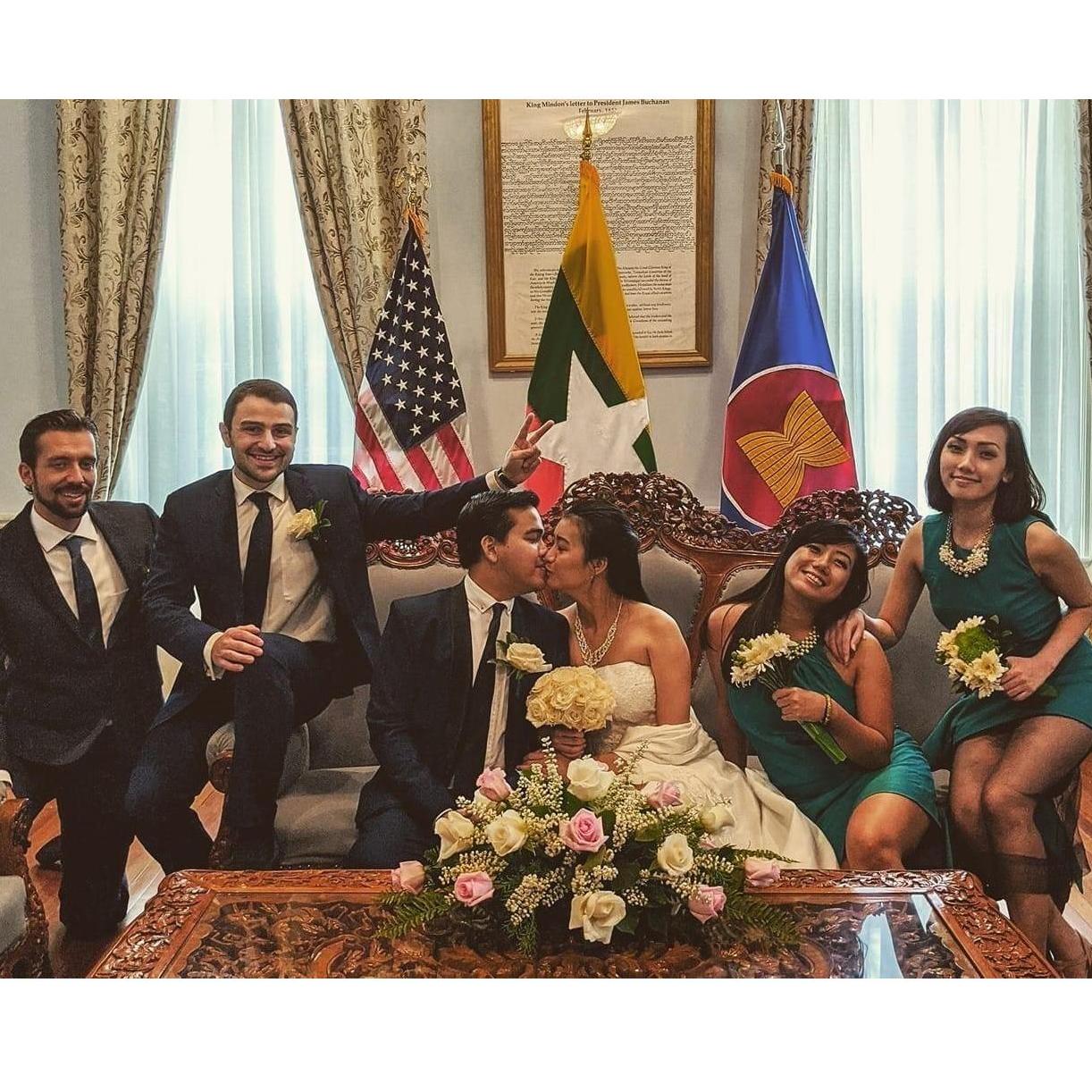 Groomsmen (Jake Meyers, Joseph Jorjoliani) and Bridesmaids (Helen Lahpai, Jaccia Lahpai)