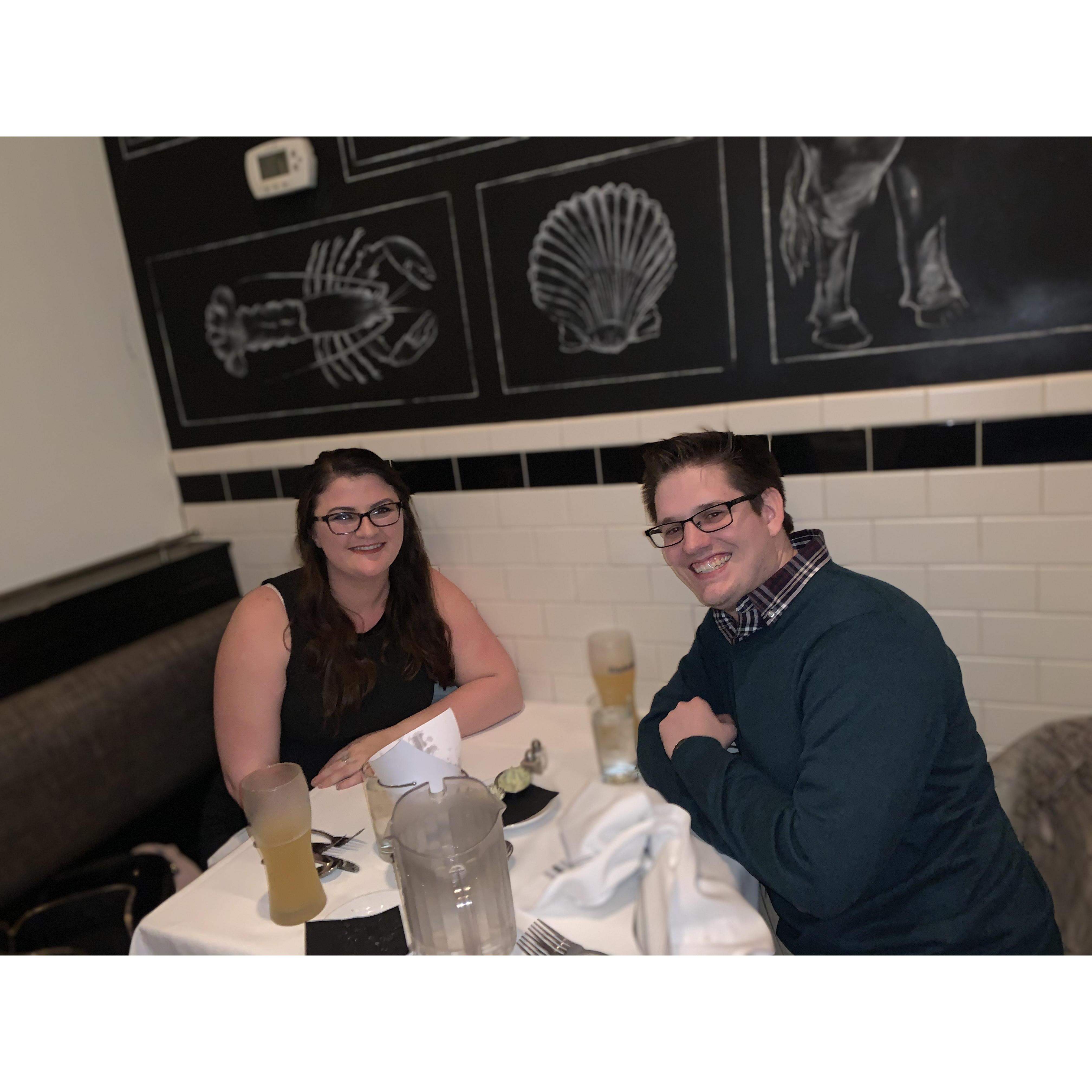 We have an anniversary tradition of having dinner at  the Brasserie. Little did Erika know that Marshall would propose later that night.