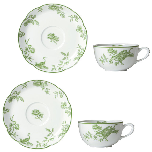Bernardaud Albertine Tea Cup & Saucer, Set of 2