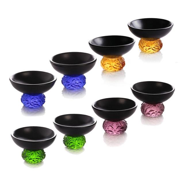 LIULI Porcelain Sake Cup with Crystal Base, The Two of Us, Sip of Preciousness, Set of 8