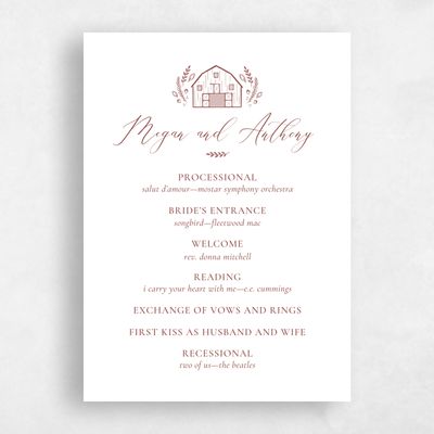 Currant Red Wedding Program - Humbyrd