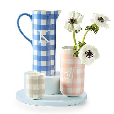 Gingham Ceramic Pitcher